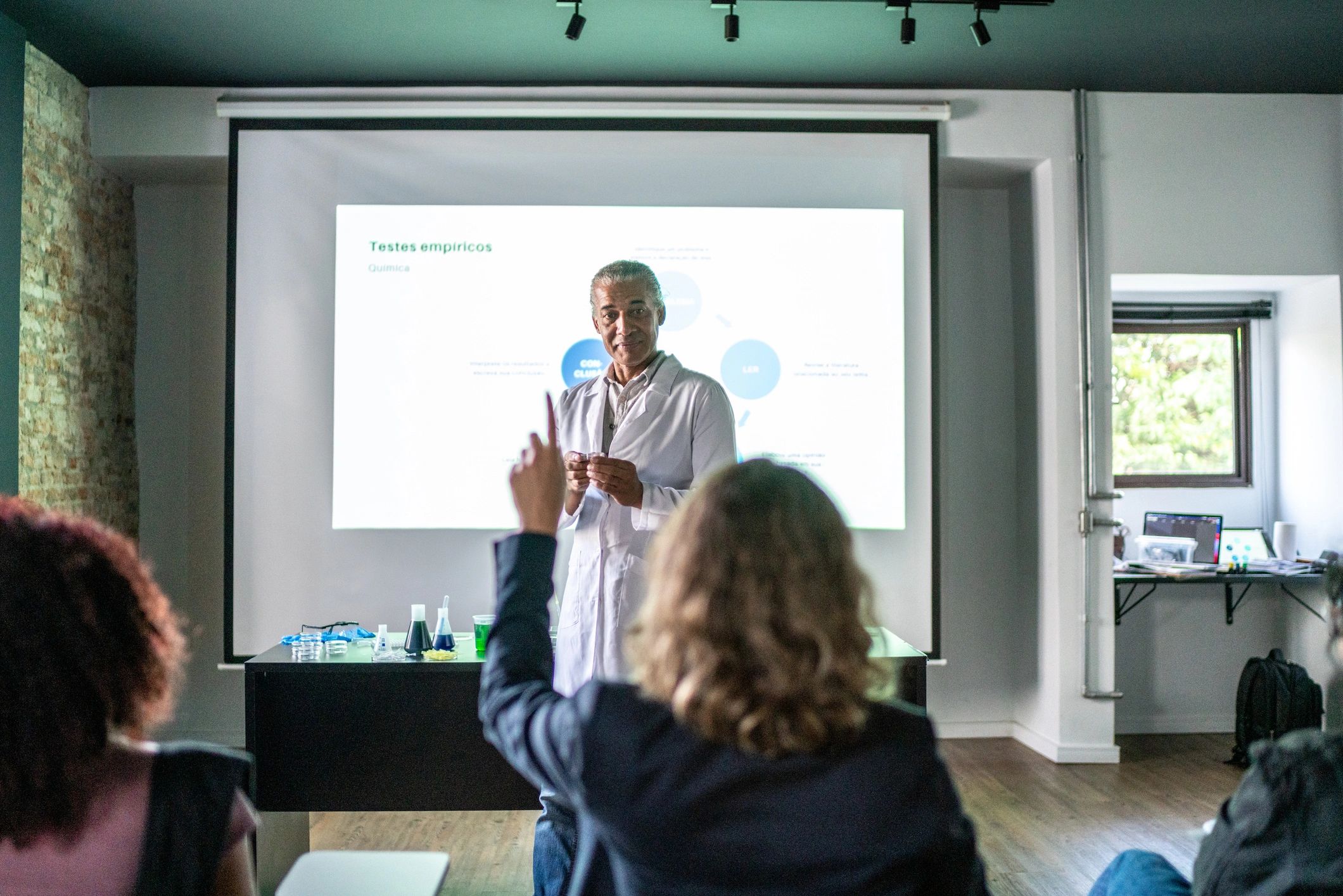 Interactive communication training session with participants